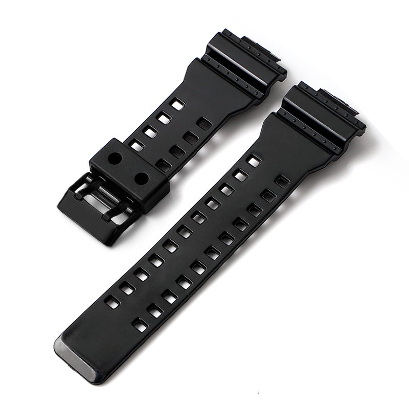 Siliconen Horlogeband voor Casio G-Shock GA-100/110/120/150/200/300 400 700 GD-100/110/120 G-8900 GLS-100 Sport Band Armband: Steenkool zwart