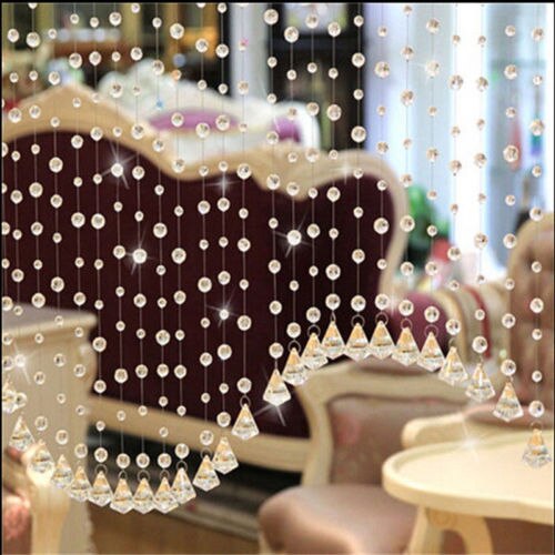 1Pcs Modern Glass String Curtain Room Divider Crystal Beads Door Window Panel Wedding Home Decor