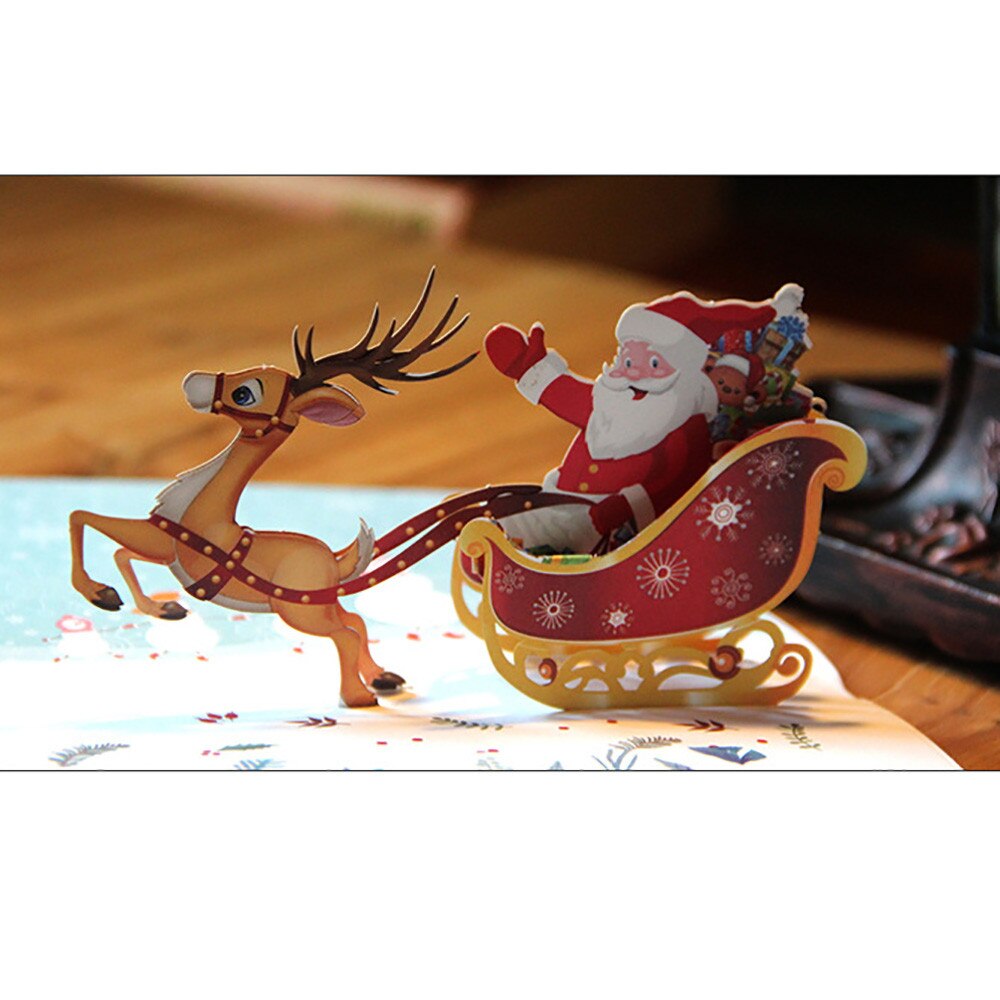 Greeting Cards christmas decorations 3D Up Card Santa Claus Christmas Deer Merry Christmas Greeting Cards #30