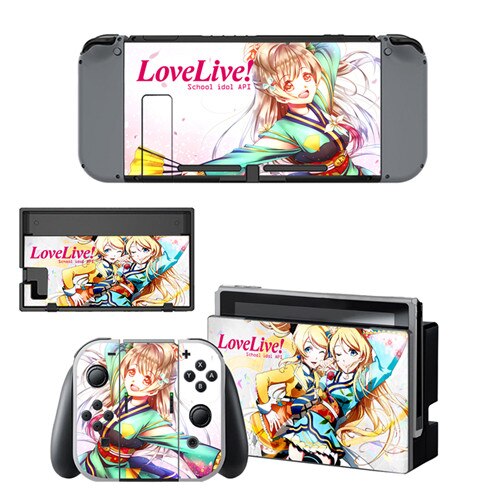 Anime Cute Girl Lovelive Decal Vinyl Skin Sticker for Nintendo Switch NS Console+Controller+Stand Holder Protective Film: YSNS0533