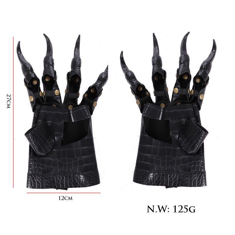 Long Nail Dragon Claws Gloves Black Fingernails Hand Sleeve Paw Halloween Costume Props Comic Cosplay Exhibition