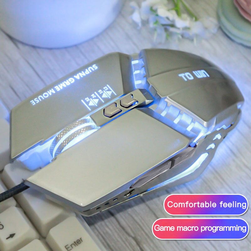 7-przycisk różowy mysz mechaniczna przewodowa mysz metalu makro rozdzielczości mysz USB mysz świecąca do gier RGB mysz ergonomiczna 3200 Dpi: 02