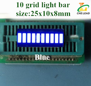 20 stk 25*10mm lysbjælke 10 gitter digitalrør rød grøn blå gul hvid led digital lysbjælke 10 segment led lysbjælke display: Blå