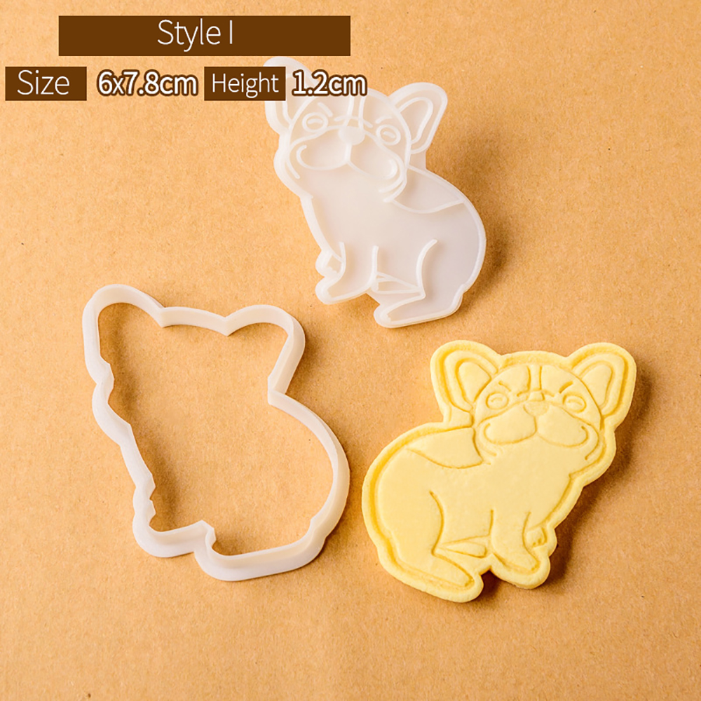 Cute Bulldog Dog Shaped Cookie Cutters Mold Biscuit Baking Tool Kitchenware Bakeware DIY Tool for Kids Hand Mold: Burgundy