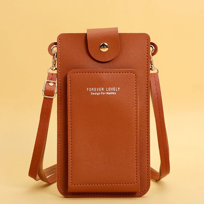 Damestassen Zachte Lederen Portefeuilles Touchscreen Mobiele Telefoon Portemonnee Crossbody Schouderriem Handtas Voor Dames Goedkope Damestassen: Coffee