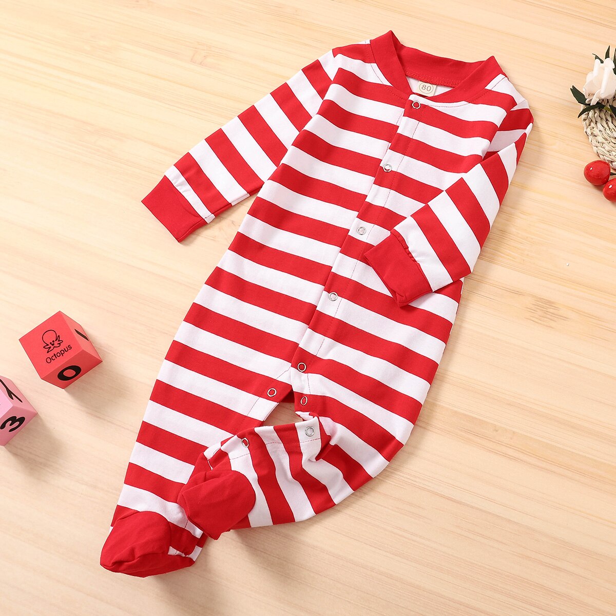 pudcoco Newborn Baby Boy Girl Long Sleeve Romper Jumpsuit Christmas Stripe Santa Clothes One Pieces Autumn Outfit 0-24M
