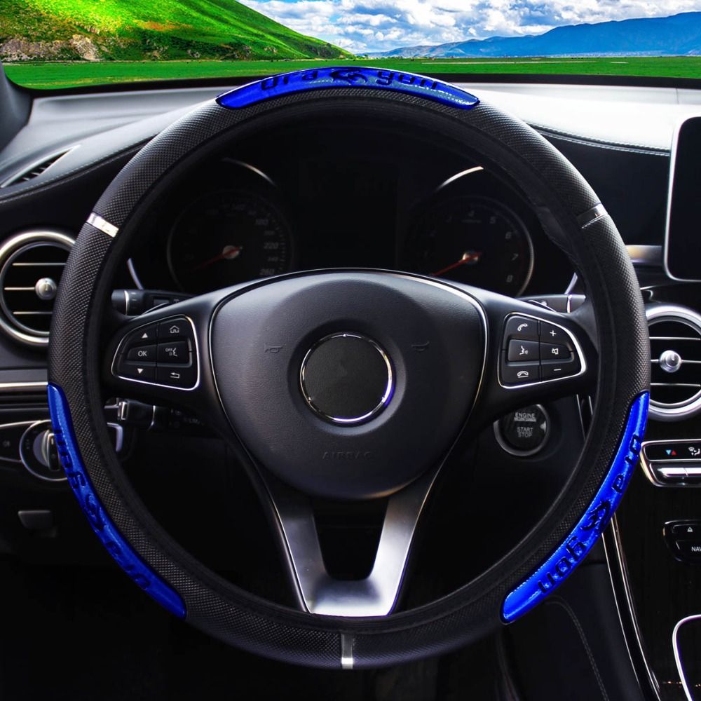 PU Leather Elastic Car Steering Wheel Cover Anti Slip Breathable Steering Wheel Protector Auto Interior Accessories