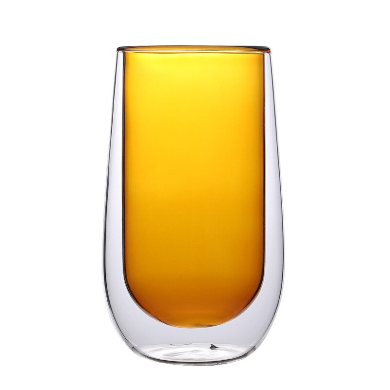 Dobbeltlags glasskopp 200/300/400ml farger høy temperaturbestandig kaffe melk juice kopp glass krus vinglass drikkevarer