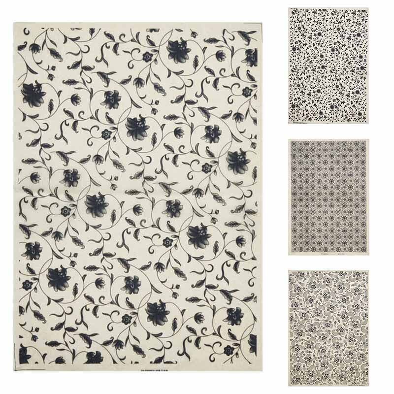 Keramikk Overføringspapir 53x37cm - Svart Glasur Blomst Dekal Høy Temperatur