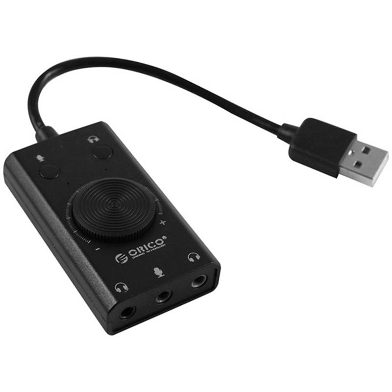 -External USB Sound Card Stereo Mic Speaker Headset Audio Jack Cable Adapter Mute Switch Volume Adjustment