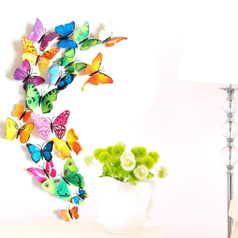 12 stuks bloemen vlinder diy decoratie stickers kinderen diy knutsel thuis feest decoratie kamer muurkunst