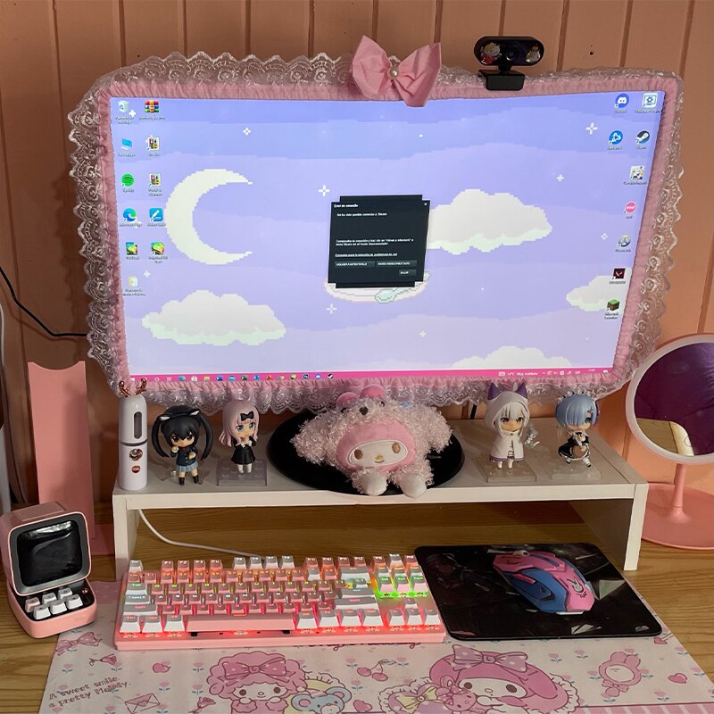 Cubierta de marco de ordenador de tela de encaje, cubierta de polvo de pantalla de Monitor con bolígrafo elástico, lazo de bolsillo, decoraciones para el hogar