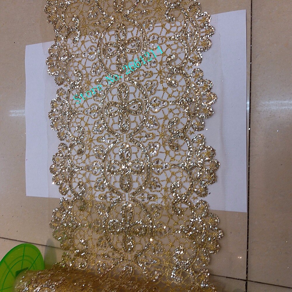 gold Embroidery African Lace glued glitter sequins Lace Fabric For Nigerian Wedding Dresses BZL-55210