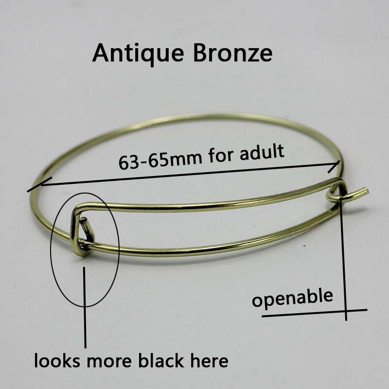 Hot Moda Diy Jóias Openable 10 Fiação Pulseira Ajustável Mulheres Charme Pulseiras Expansíveis Atacado um Lote PCS: Antique Bronze