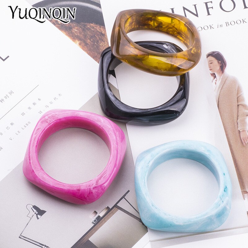 Klassieke Mode Hars Manchet Armbanden Armbanden voor Vrouwen Acryl Brede Onregelmatige Geometrische Armbanden Vrouwelijke Charme Sieraden