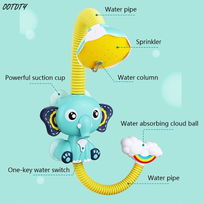 OOTDTY-grifo con de elefante para bebé, cabezal de ducha eléctrico, juguete de pulverización de agua para niños, juguetes de baño y natación