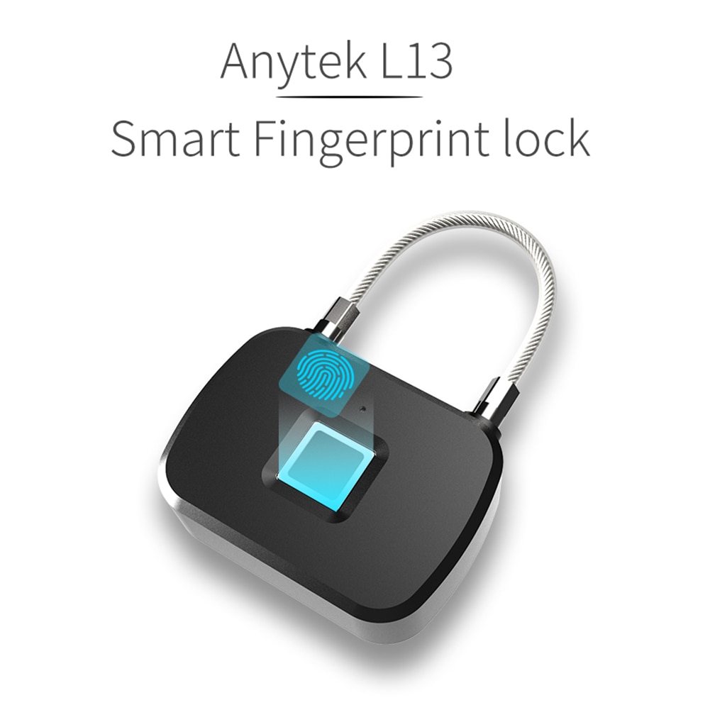 Anytek L13 Smart Fingerprint Padlock Replaceable Button Cell Operated Keyless Smart fingerprint lock for Door Bag Luggage Case
