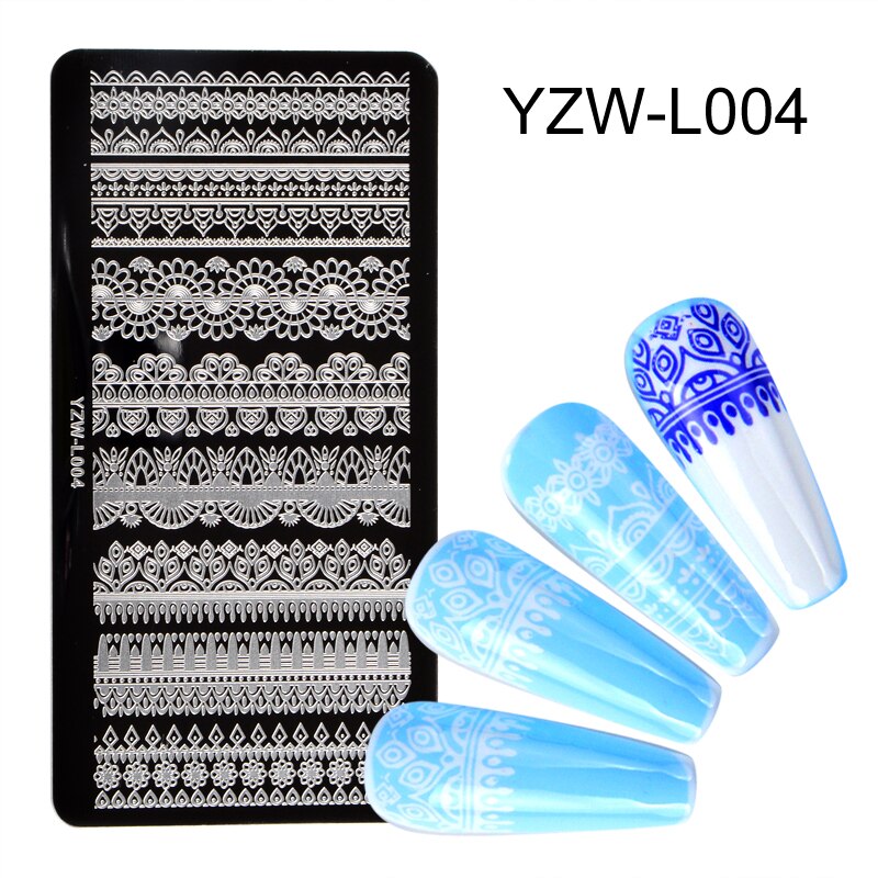 1 PC Spitze Blume Ebene Nagel Stanzen Platten Marmor Bild Stempel Vorlagen Geometrische Druck Schablone Werkzeuge: YZW-L004