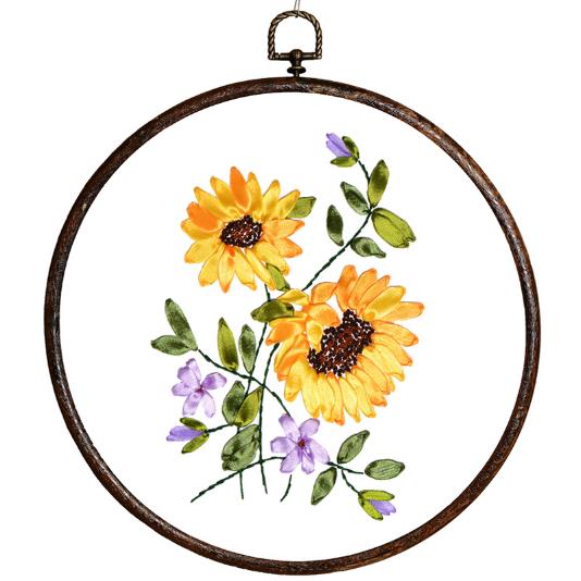 Tee itse kirjonta nauhat käsityöt ristipistosarjat kehyksellä aloittelijakukat printit ompelu askartelu joululahja setti: Keltainen / 30 ilman 35cm