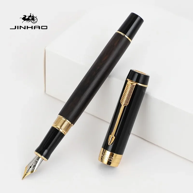 JINHAO 100 Mini Wooden / Resin Fountain Pen Centennial Golden Clip Fine Nib Writing Ink Pen School Office Supplies Stationery