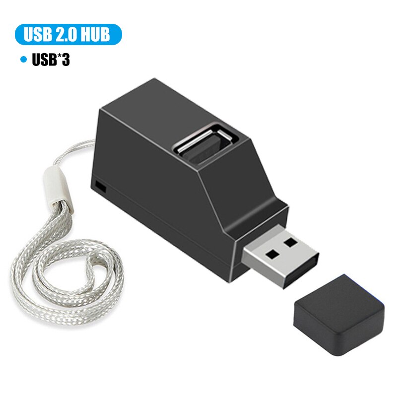 3.0 Usb Hub Laptop Adapter 2.0 Usb Charger Hub 3 Poorten Notebook Splitter Voor Lenovo Pc Computer Accessoires Draadloze Meerdere: USB 2.0 black