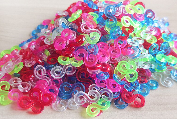 400Pcs Transparante Plastic S C Clips Gemengde Kleur Loom Elastiekjes Voor Diy Armband Kleurrijke Sluitingen Armband Kinderen Sieraden