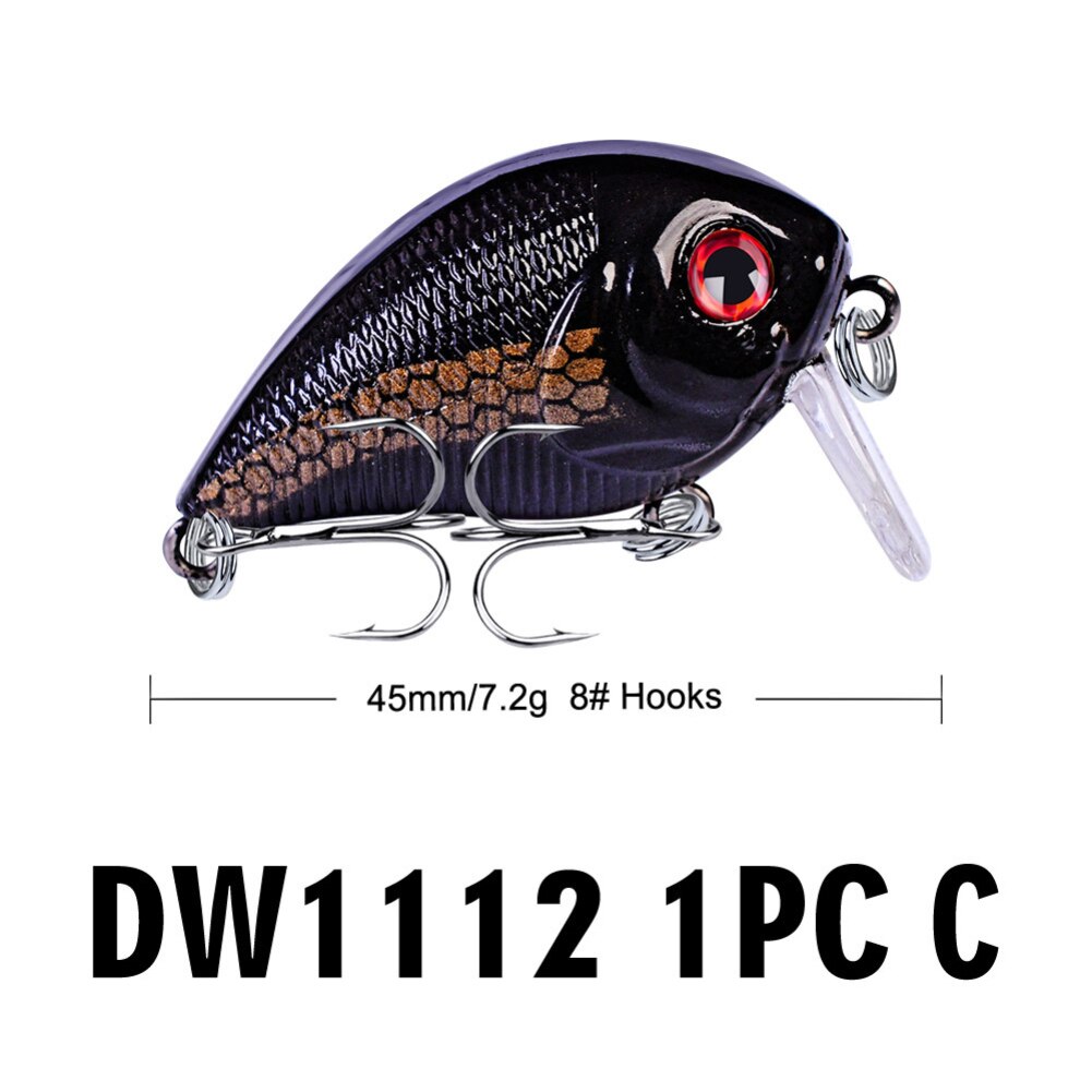 1pc 45mm/7.2g veelkleurige crank vishaak leuke vorm vishaak cirkelhaak 3d ogen met twee drievoudige haak vishaak: Dw1112 c