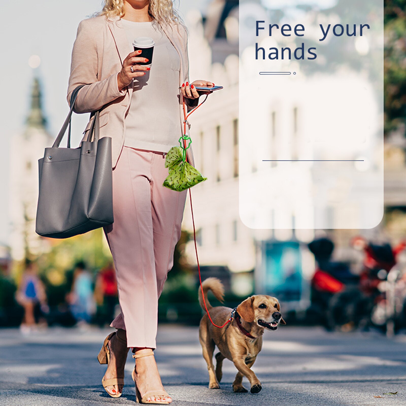 Hands Free Dog Poop Bag Holder Waste Bag Carrier Clip Adjustable Attachment