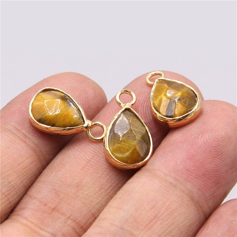 3pcs Singolo Foro allentati goccia Dell'acqua di fascino del pendente Labradorite Naturale di cristallo pietre occhio di tigre pietra Pendenti Con Gemme E Perle per monili che fanno: 1 Tiger eye