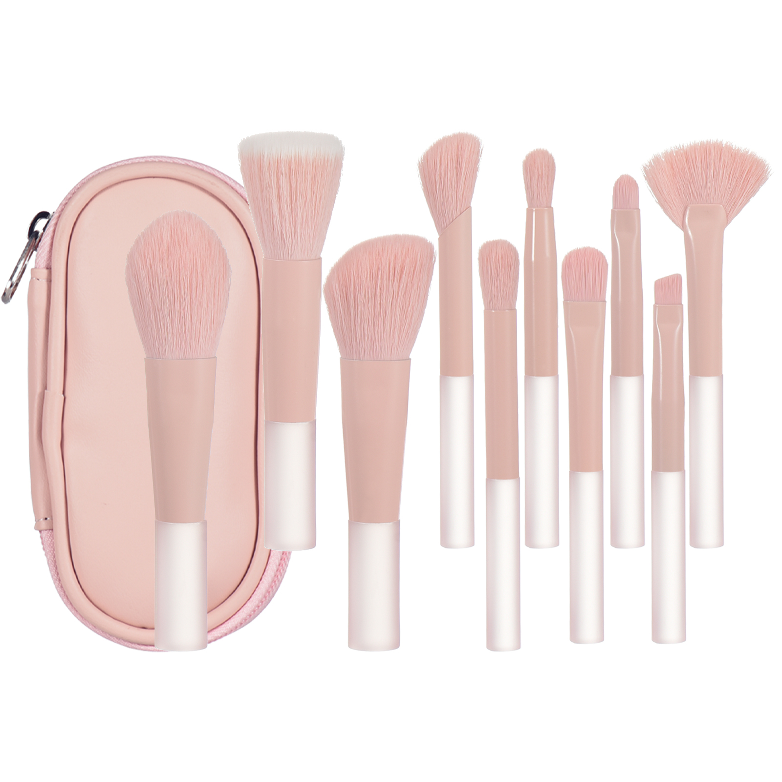 10 Mini brocha de maquillaje negra, herramienta de maquillaje portátil de viaje, esponja de maquillaje, brocha de palma, juego de herramientas de maquillaje: violet