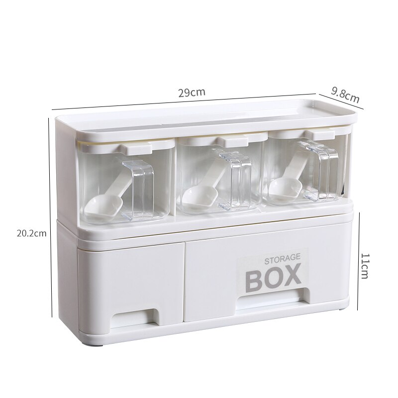 Stackable Condiment Storage Container With Drawer Plastic Seasoning Storage Box Set Kitchen Organizer Rangement Cuisine: 2 layer assembly