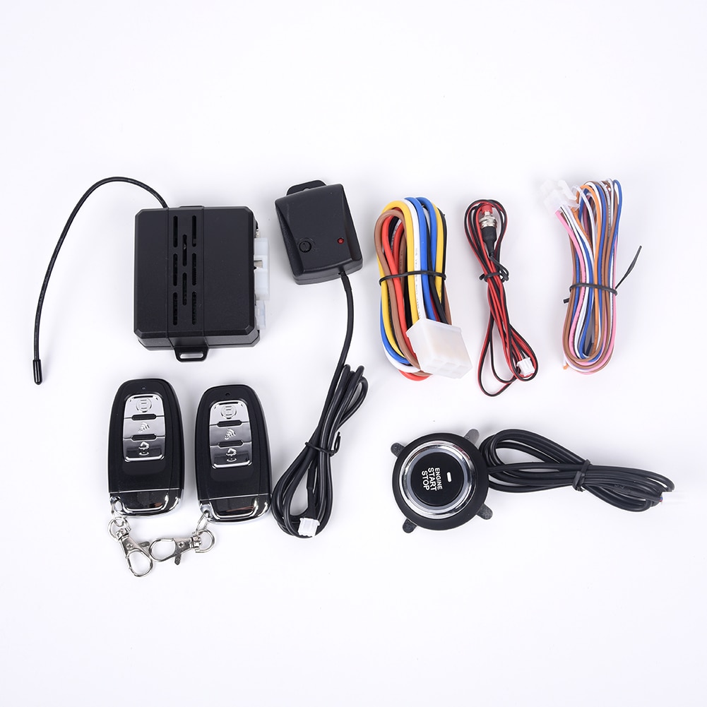 Ignition Start Push System Remote Kit DC 12V Sensor Antenna One Car Alarm