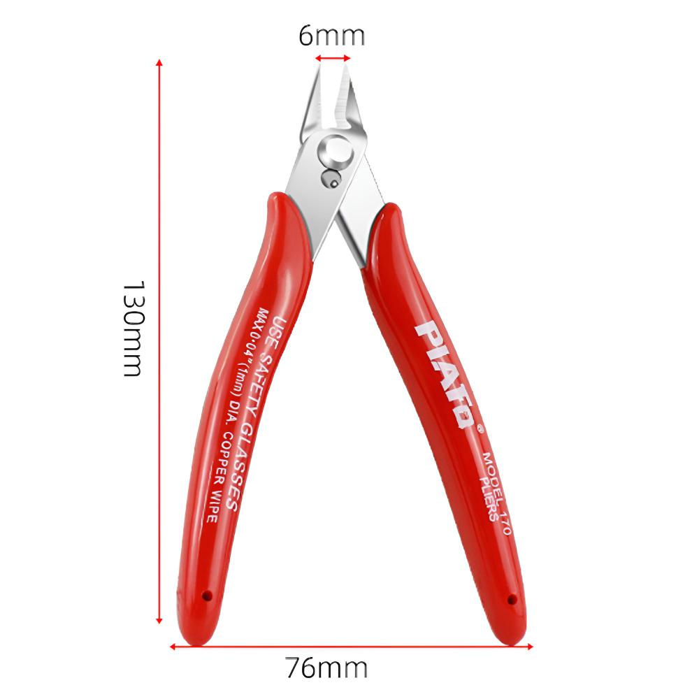 Alicate de aço carbono alicate diagonal cortadores de cabo de fio elétrico corte lateral alicate nivelado nipper stripper ferramentas manuais: Vermelho
