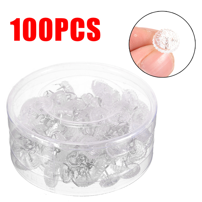 100pcs Clear Twist Pins Upholstery Heads Fixed Fastener Bedskirts Couch Sofa Headliner Repair Loose Drapery Pins