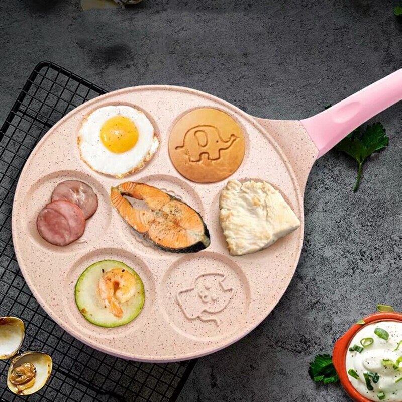 Animal Face Pancake Pan Fun 7 Holes Pancake Omelette Pan Non Stick Coating Pancake Pan Multifunction Breakfast Pot Waffle Baking