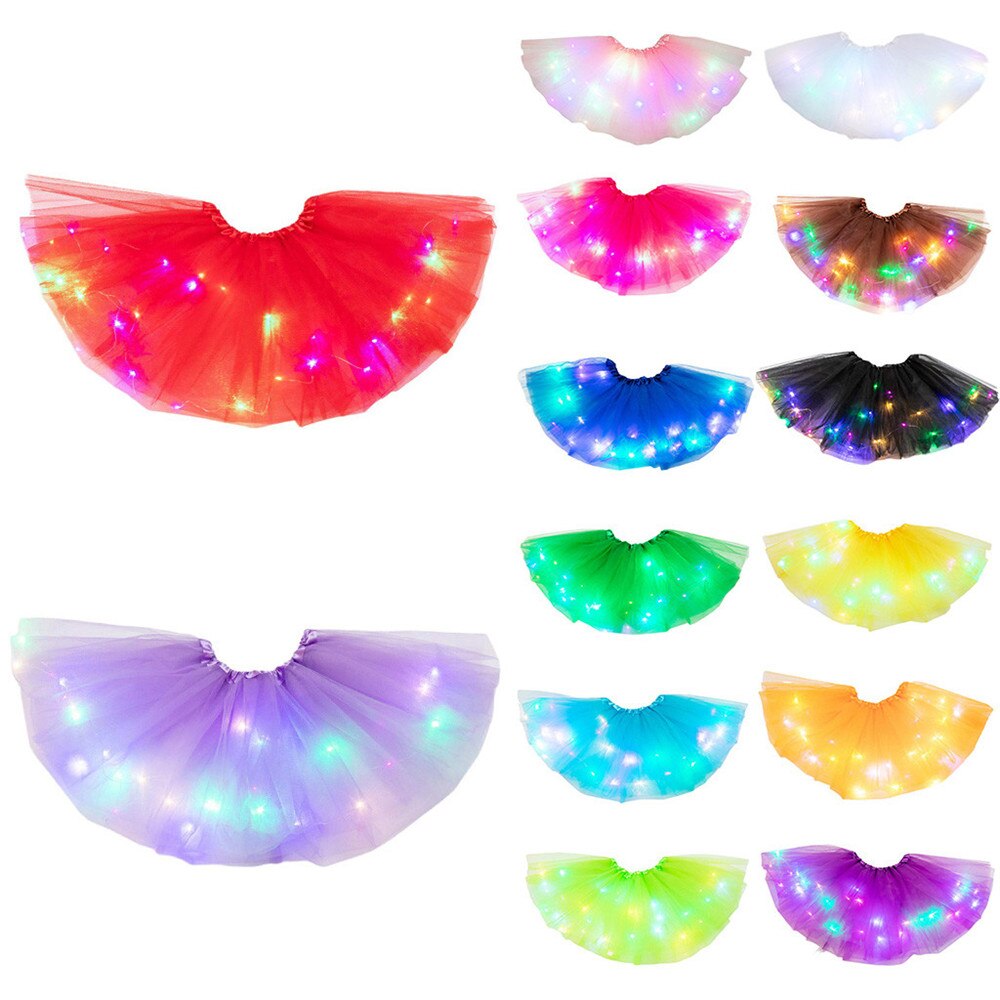Kinderen Verjaardag Dans Lichten Tutu Mesh Rokken Led Light Up Tule Tutu Rokken Verjaardagsfeestje Kinderen Tutu Rok Met licht