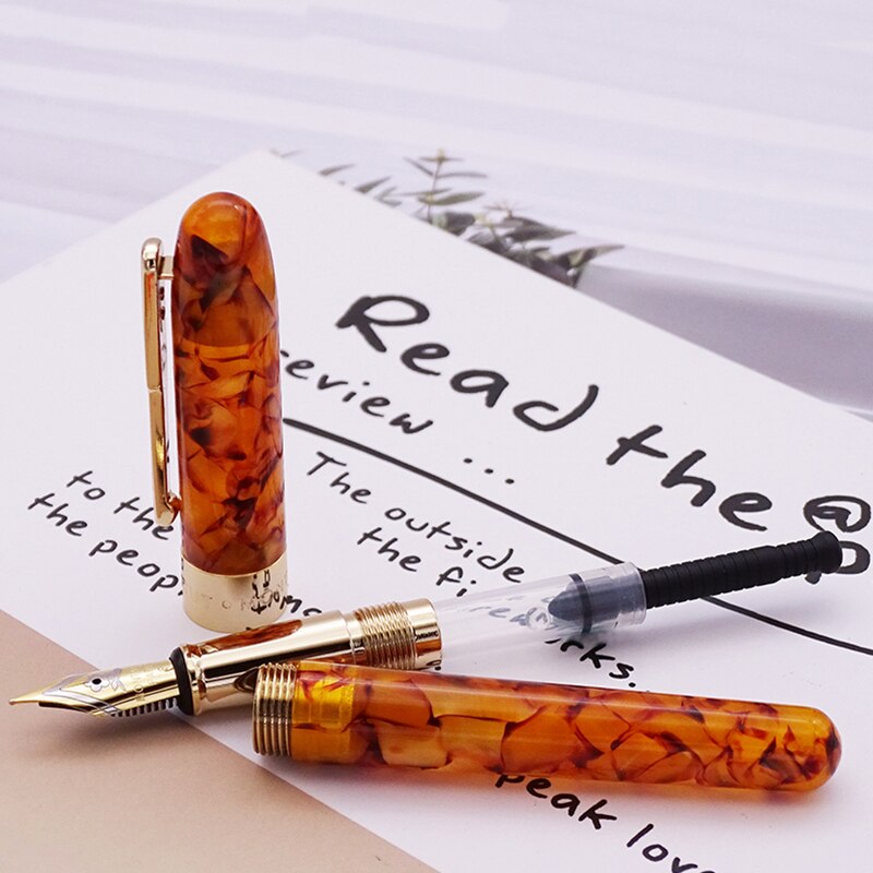 Montagut celluloïd Mini stylo plume jaune-érable poche taille pince dorée Iridium Fine plume 0.5mm écriture stylo