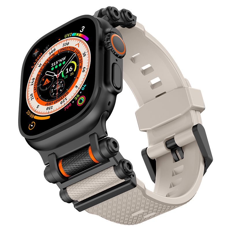 Urrem til apple watch ultra 2 remme 49 46 45 44 42mm holdbart metalstikrem til iwatch  s10 9 8 7 tpu sportarmbånd: Xxl / Grålig lilla