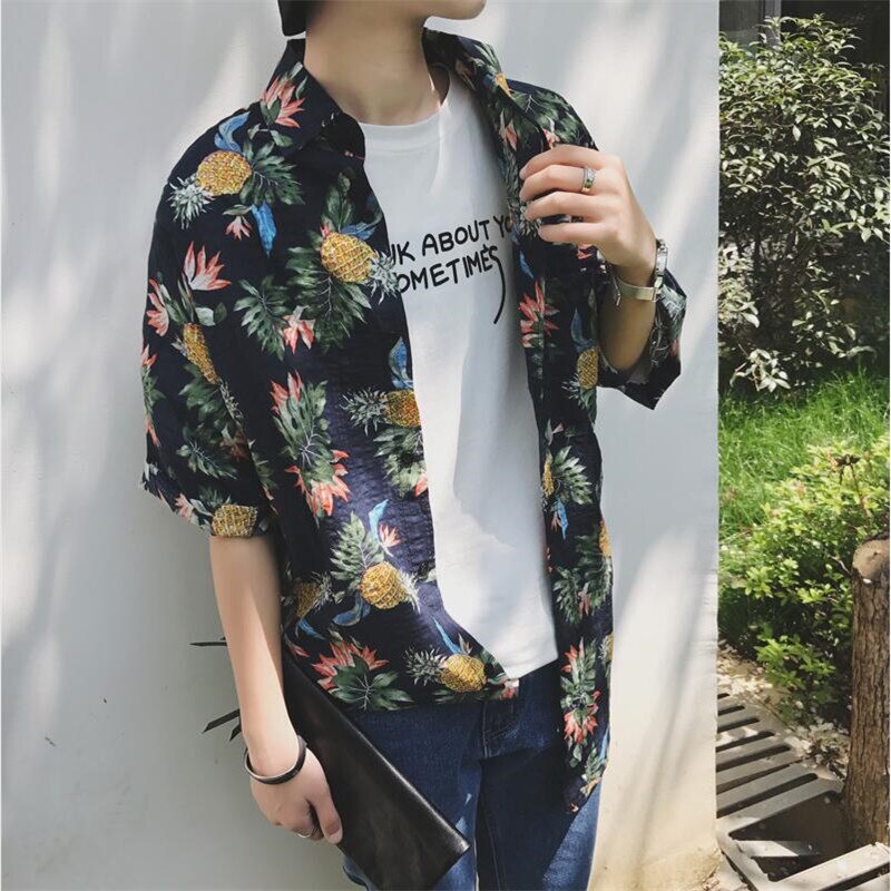 S -5xl hawaiiaans overhemd katoenen hawaiiaans overhemd heren zomer bedrukte bloemen strand overhemden heren plus maat  a5496