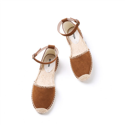 Sandalias de paja de mujer Bohemias de fondo plano de lona salvaje de cáñamo zapatos de pescador suelo femenino nuevos zapatos individuales de gran tamaño: Naranja / 7