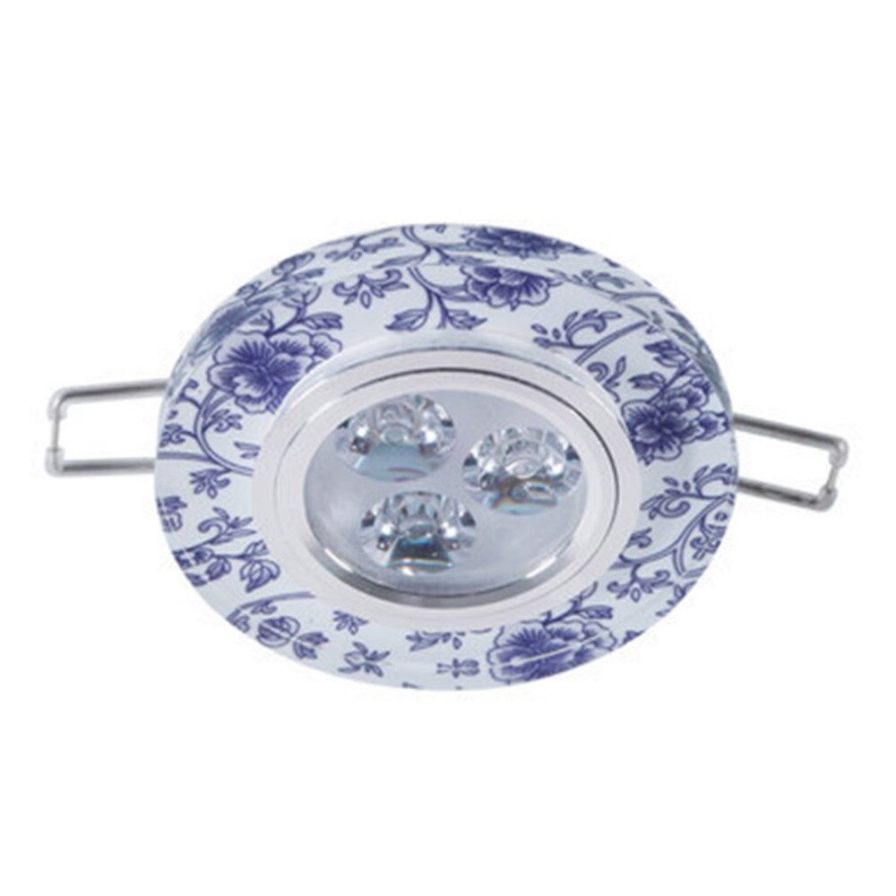 3w ledet taklampe blå blomstertrykk krystallskall hjemmebelysning lampe kontor dekorasjon lys moderne soverom stue lampe