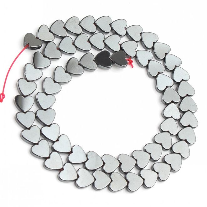 Pierre naturelle en forme de cœur d'amour, hématite, perles d'espacement amples pour la fabrication de bijoux, accessoires de Bracelet 15 ''4x4mm 7x6mm 10x10mm