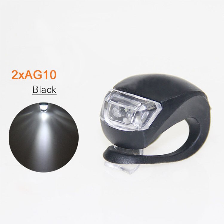 Fahrrad Licht Wasserdichte Silikon LED Kopf Vorder Hinten Licht Fahrrad Rad Lichter Scheinwerfer Lampe mit Batterie Fahrrad Zubehör: A - Schwarz