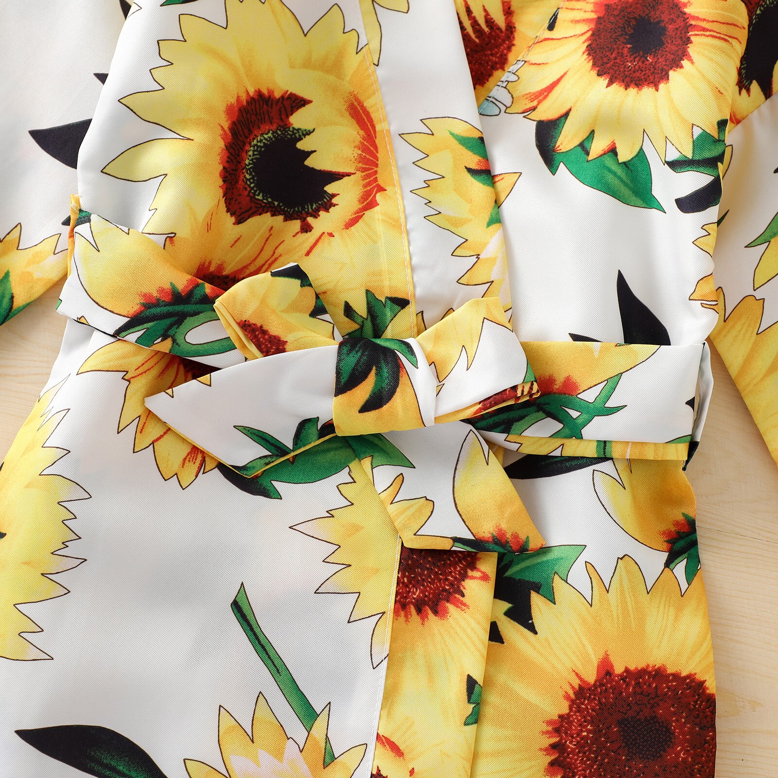 Roupão de girassol de verão 1-6 anos, camisola casual de mangas curtas para meninas