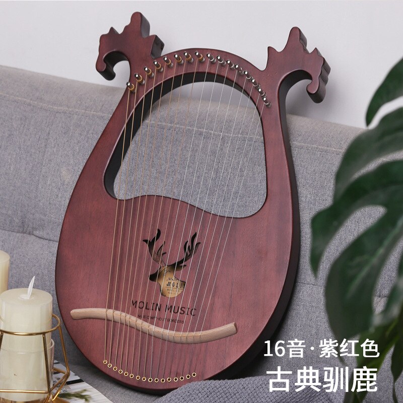 A solid wood veneer lyre 16 strings small harp 16 notes portable lyre lyre lyre: L