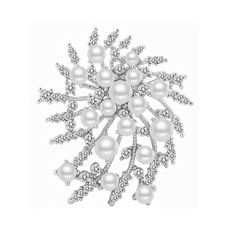Luckydays spilla scintillante fiocco di neve invernale giallo oro rosa argento colore verde zircone spilla perla per gioielli da donna: style 7