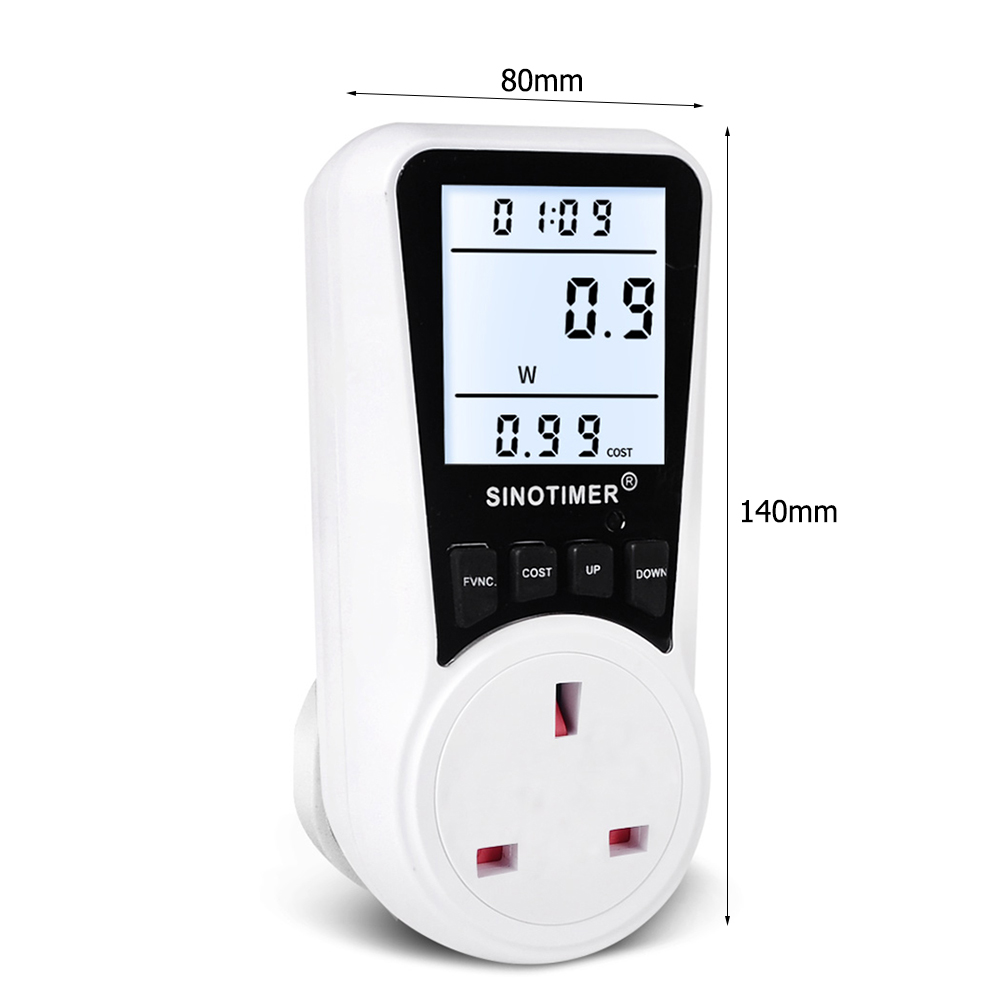 1Pcs Digitale Lcd Power Meter Wattmeter Socket Wattage Monitor Elektriciteit Kwh Energie Meter Meten Outlet Power Analyzer: UK  230V 13A
