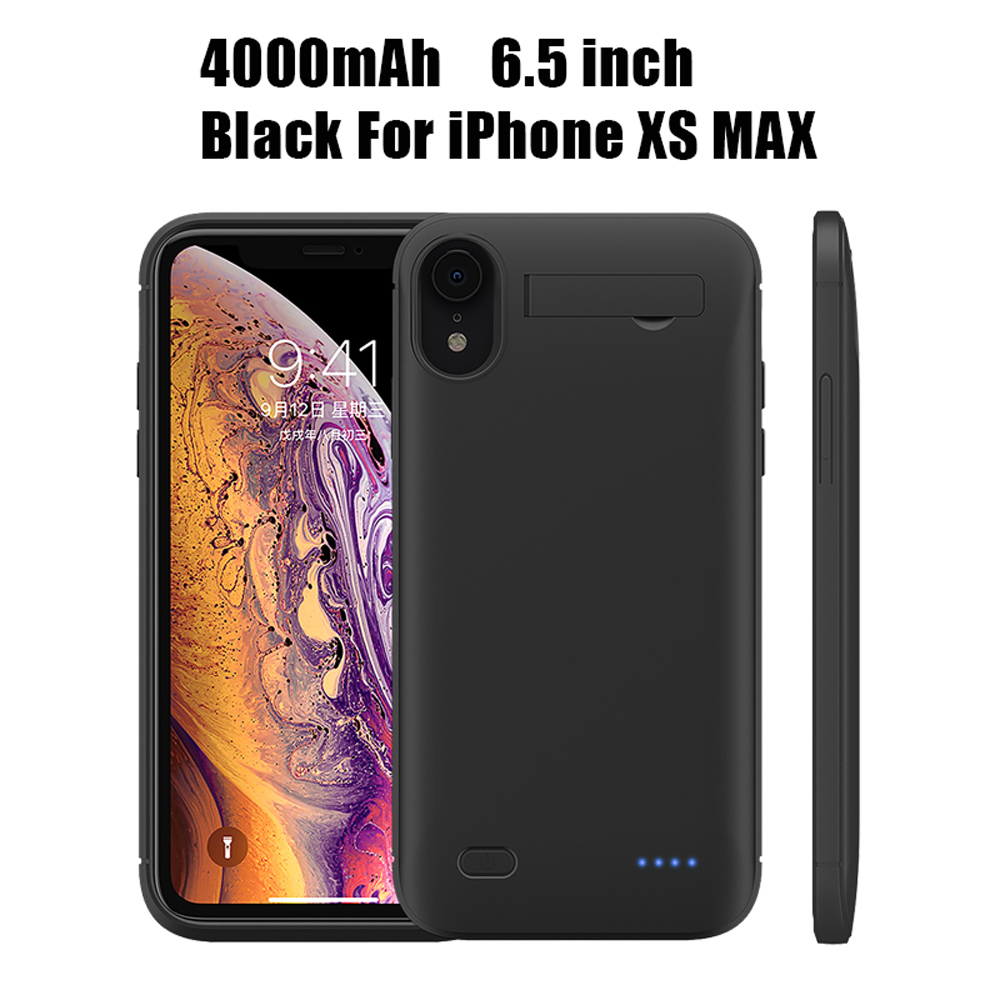 Pinzheng 4000Mah Ultra Slanke Batterij Case Voor Iphone 6 6S 7 8 Plus Opladen Case Voor Iphone X xr Xs Max Battery Charger Case: Black For i XS MAX