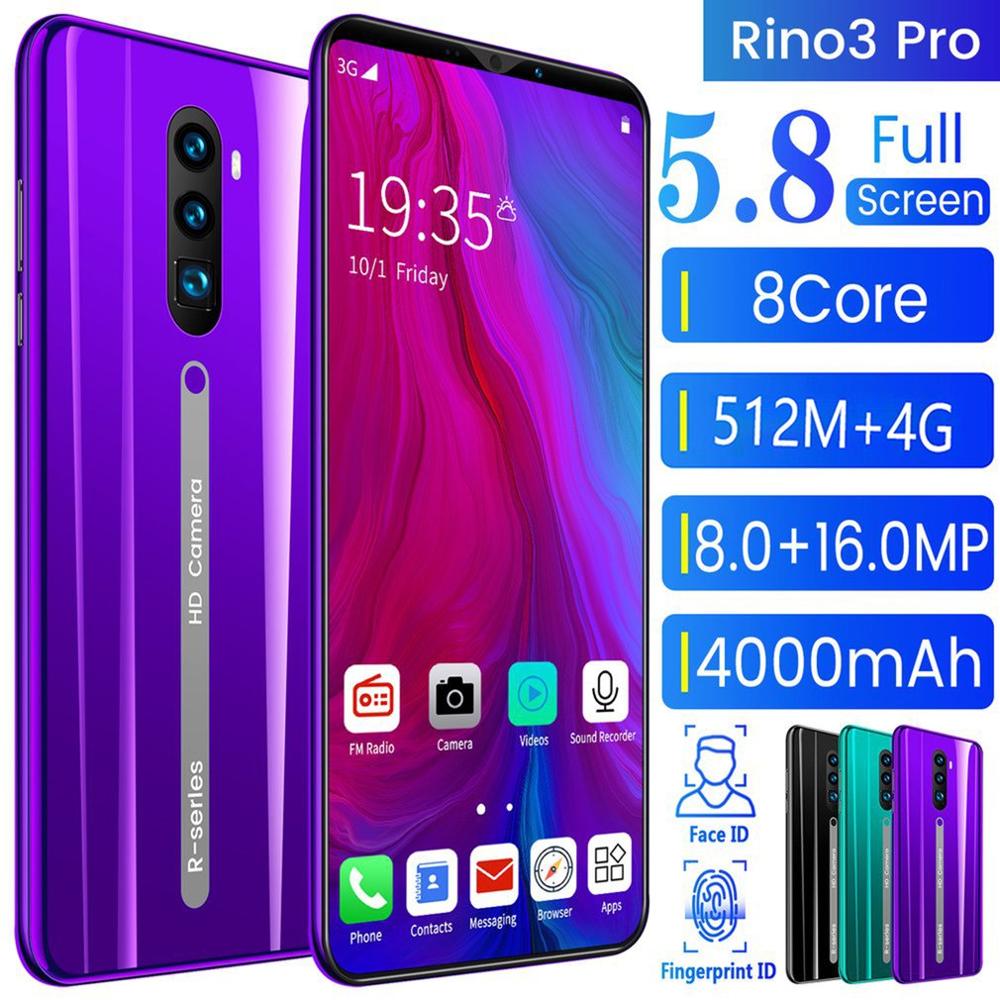 Rino3 pro Android Smartphones 8GB+256GB Octa-Core Face ID Unlock MTK6763 4000mAh Dual-SIM Dual Standby Mobile Phone