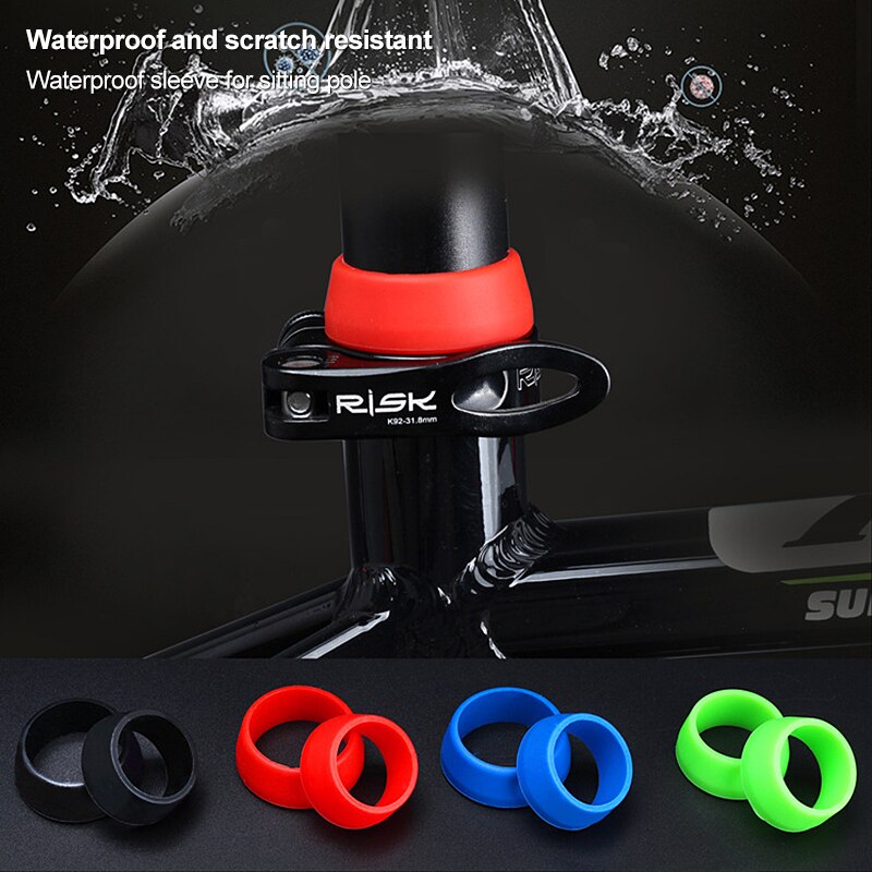 2Pcs Bicycle Seat Post Rubber Ring Dust Cover Cycling Silicone Waterproof Mountain Bike Seatpost Protective Rings for MTB Bikes